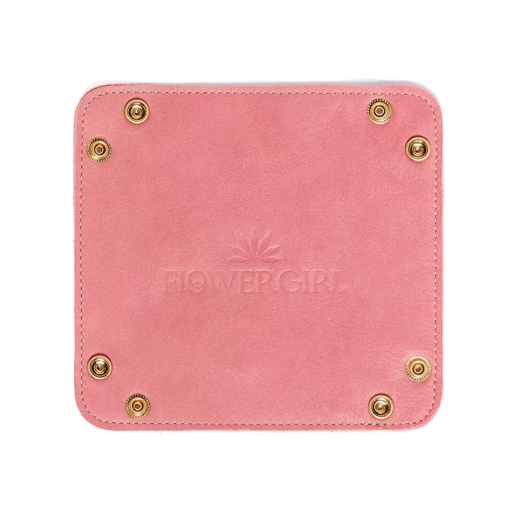 Flower Girl Pink Leather Rolling Tray